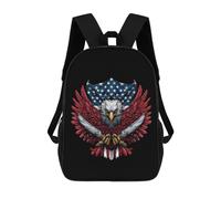 Adjustable Straps Book Bags Ea-Gles U.S. Flag Knapsack Personality Travel Bags for Travel, Work, Hiking, 42X32X14Cm