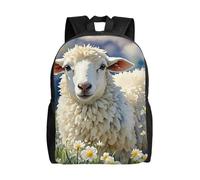 Adjustable Straps Daypack Sheeps Watercolor Sports Bag Basic Rucksack for School, Travel, Camping, 42X32X14Cm