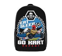 Adjustable Straps Knapsack Eat Sleep Go Kart Funny Repeat Karting Motorsport Daypack Casual School Bags for Camping, Work, Travel, 42X32X14Cm