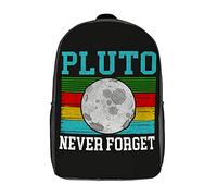 Adjustable Straps Knapsack Never Forget Pluto Daypack Trendy Rucksack for Travel, Work, Hiking, 42X32X14Cm