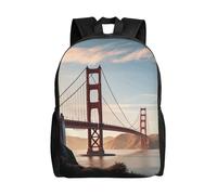 Adjustable Straps Rucksack Golden Gate Bridge School Backpack Waterproof Sports Bag for Camping, Work, Travel, 42X32X14Cm