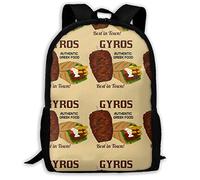 Adjustable Straps Rucksack Gyros Taco Pattern School Backpack Spacious Sports Bags for Hiking, Camping, Work, 42X32X14Cm