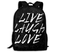 Adjustable Straps Sports Bags Laugh Live Love School Bag Resistant School Backpack for Hiking, Travel, Camping, 42X32X14Cm