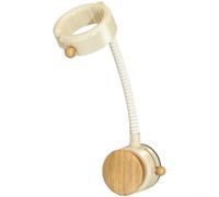 Adjustable Suction Cup Hair Dryer Holder for Bathroom Use, Fits Most Hair Dryers, Cord Management Feature, Drill Setup with Modern Simple Design (Raw Wood)