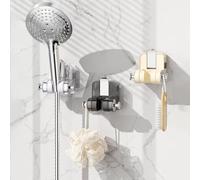 Adjustable Suction Cup Shower Head Holder, Wall-Mountable ABS Storage Rack for Shower Accessories, Silver/Gray/White (8.5 x 7 x 7.6 cm)