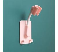 Adjustable Suction Cup Shower Head Holder with Knob for Bathroom Wall Mount, Plastic and Stainless Steel Spring Tube Bracket for Shower Sprinkler Head(Pink)