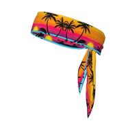 Adjustable Sunset Palm Tree Sports Print Headbands For Women Men Knotted Headbands Elastic Non-Slip Fashion Hair Bands