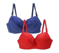 Adjustable Support Bra 2 Pack Bras for Women Plus Size Push Up Underwire Comfort Wireless Seamless Multipack Bralette Sexy Padded Lace Bras Soft Full Womens+Clearance+Clothing Hot Pink 44D