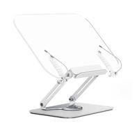 Adjustable Support with 360° Rotating Base and Page Clips for Cookbook Reading Desk Stand Holder for Sheet Music and Recipe Display