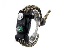 Adjustable Survival Bracelet, 7 Core Paracord 20 in 1 Emergency Sports Wristband Gear Kit with Waterproof LED SOS Light, Compass, Rescue Whistle, Fire Starter Multi-tool for Wilderness Adventure