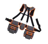 Adjustable Suspenders Tool Belt for Builders Equipped with Multi Pocket Tool Holders and Reinforced Straps Multi Pocket Tool Belt with Hammer Loop