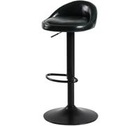 Adjustable Swivel Bar Stool - Modern PU Leather Kitchen Dining Chair, Counter Height Bistro Seat for Living Room, Breakfast, Dinner, Conference (Black Base)