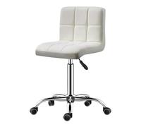Adjustable Swivel Bar Stool with Back, Modern PU Leather Upholstered Hydraulic Kitchen Dining Chair, Counter Height, Armless, Square Design, 360-Degree Rotation