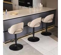 Adjustable Swivel Bar Stools - PU Leather Kitchen Counter Chairs with Back & Footrest Ergonomic Island Seating Height 62-82cm Light Khaki Perfect for Home & Bar Use