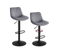Adjustable swivel bar stools with backrests and footrest, Slate Grey / Velvet