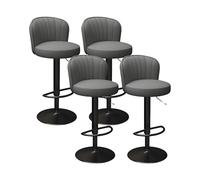Adjustable Swivel Bar StoolsSet of 4 Leather Counter Height Chairs with Back & Footrest for Kitchen Island/PubModern Gray & Black Design Perfect for Di & Enterting