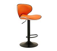 Adjustable Swivel Counter Height Bar Stools with Backrest PU Leather Chairs for Cafes Bars and Restaurants - Stylish Orange & Black Design