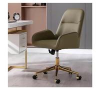 Adjustable Swivel Dining Chair - PU Leather Armchair for Office Vanity & Small Spaces - Modern Green Desk Chair for Bedroom & Living Room - omic Task Chair