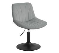Adjustable swivel dressing stool with backrest, Dove Grey / velvet