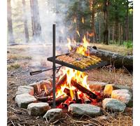 Adjustable Swivel Fire Pit BBQ Grill, Heavy Duty Steel Swivel Campfire Grate, Garden Tripod Barbecue Cooking Grill for Outdoor Camping BBQ Open Flame Cooking - 56x38cm