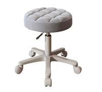 Adjustable Swivel Makeup Chair with Wheels - Round Barber Chair for Girls' Bedroom Home Backrest Desk Chair Simple Nail Vanity Stool Gray A Color