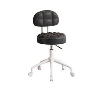 Adjustable Swivel Makeup Stool with Wheels Height 47-54cm Backrest 7 Colors Available Perfect for Beau Salon Office & Home Use (Black)