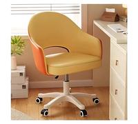 Adjustable Swivel Office Desk Chair - Mid-Back PU Leather Accent Chair with Wheels, Stylish Makeup Dressing Chair for Small Spaces, Yellow