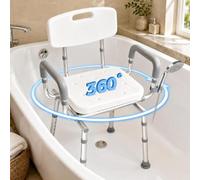 Adjustable Swivel Shower Chair with Arms and Back, 450 lb/204 kg Capacity
