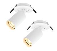 Adjustable & Swivelling Ceiling Spotlights White LED Spotlight with GU10 Socket, 2 x LED Ceiling Lights with Removable Front Ring, Recessed LED Spotlight for Kitchen, Hallway, Without Bulbs