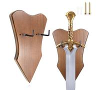 Adjustable Sword Wall Mount Vertica,Wood Sword Display Hanger Holder | Medievals Word And Sheath Wall Mount, Heavy Duty Plaque with Metal Hooks for Axe Dagger Bow Weapons Anime Props