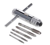 Adjustable T-Handle Ratcheting Tap Wrench Kit with 5pcs Metric Plug for Machine Screw Thread