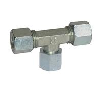 Adjustable T-screw connection, sealing cone, 360° rotating, nut M36 x 2.0 i, pipe outer diameter 28 mm, PN max. 160 bar, galvanised steel