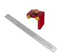 Adjustable T Type Scribing Ruler With L-Shaped Positioning Block, For Woodworking And Carpentry, Precision Parallel Line Marking Gauge In Red Silver (1set)