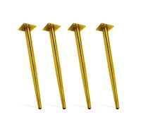 Adjustable Table Legs for Dining Room4 Pack Cone Design Furniture Legs for Coffee Tables Desks Benches Dressers with Screws (Black/Gold 20cm)