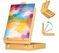Adjustable Tabletop Easel, Wooden Sketch Box Easel with Large Storage, Portable Multi-Function Desk Art Easel with Sturdy Handle for Painting, Drawing, Sketching, Artists, Adults