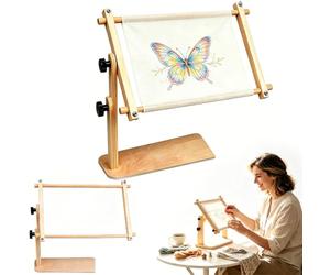 Adjustable Tabletop Embroidery Stand - Cross Stitch Frame Holder,Needlepoint Scroll Frame Support,360° Wooden Embroidery Table Stand,for DIY Stitching Craft Floor and Home Party ，L (9"x18")