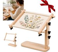 Adjustable Tabletop Embroidery Stand, Cross Stitch Frame Holder with Split Rail Scroll Frame, Hands-Free Wooden Needlepoint Lap and Table Stand for Tapestry, Sewing, Needlework (23*46cm)