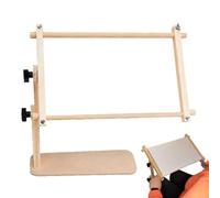 Adjustable Tabletop Embroidery Stand, Cross Stitch Frame Holder, Wooden Hoop Clamp, Needlepoint Scroll Frame Support, Hands Free Rotating Craft Rack for Stable Stitching (L (9"×18"))
