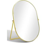 Adjustable Tabletop Mirror With Black Metal Frame - Freestanding Oval Makeup & Dressing Table Mirror For Beauty And Grooming Oval - Gold