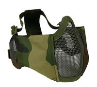 Adjustable Tactical Mesh Half Face Mask Lower Face Hunting Paintball CS(Ear protector WL)