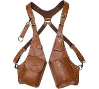 Adjustable Tactical Pocket Double Shoulder Bag for Men Anti-Theft Under Arm Leather Wallet Sheath(B)