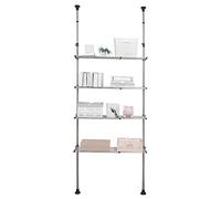 Adjustable Telescopic Bathroom Shelf - 2-Tier Metal Storage Rack for Over-The-Toilet Use, Floor-to-Ceiling nizer with Hanger Hooks, Stylish Black Design