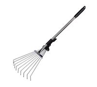 Adjustable Telescopic Rake with Extendable Handle&Fan-head Stainless Steel Garden Leaves Rake Foldable Shrub Rake Garden Rake Tools for Gardening Flower Beds Window Wells Lawns Yards