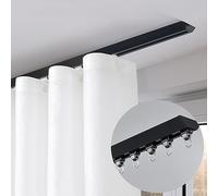 Adjustable Telescopic Shower Curtain Rod Sturdy Aluminum Sliding Track Easy to Install 2.9m Black Shower Curtain Rail for Bathroom Ceiling-Mounted Durable Design