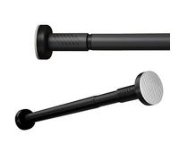 Adjustable Telescoping Shower Curtain Rod 35-240 cm No Drill Extendable Pole for Wardrobe & Kitchen Heavy-Duty Black (27-47 in 70-120 cm)