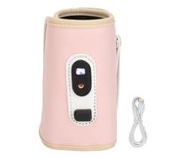 Adjustable Temperature Milk Bottle Warmer Bag with LCD Display, USB Cable, Waterproof Material, Multifunctional Heating, 5 Speed Temperature Control, All Bottles (Pink