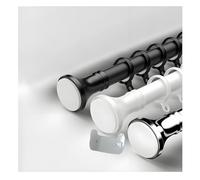 Adjustable Tension Rod 15 190 Inch Expandable Shower Pole No Rust No Slip No Drill coping Design with Card Tray (Black)