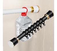 Adjustable Tension Rod No Drill Expandable Shower Curtain Pole Spring Loaded Telescopic Rod for Windows Bathroom Doorway Non Slip Clothes Hanger (Black 260 350cm)