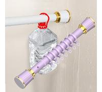 Adjustable Tension Rod No Drill Expandable Spring Loaded Curtain & Shower Rod Non Slip Telescopic Pole for Windows Bathroom Doorway Purple (360 450cm)