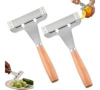 Adjustable Thickness Vegetable Slicer & Peeler, Stainless Steel Vegetable Peeler with Wooden Handle, Multifunctional Y Peelers for Fruit Veggie Carrot Cucumber Zucchini Kitchen Tool (Silvery 2pcs)